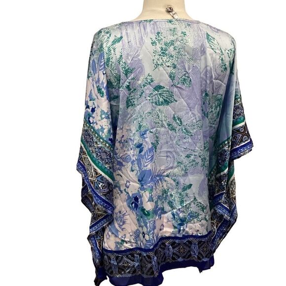 Susan Graver Printed Charmeuse Scarf Top small - Picture 2 of 13